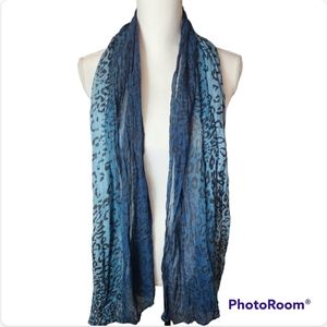 Sheer Blue Leopard Scarf Women's Accessories
